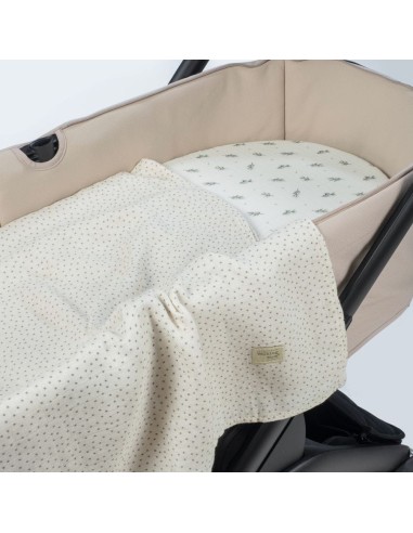 Set de Sábana bajera ajustable para capazo + muselina mimosa Verde