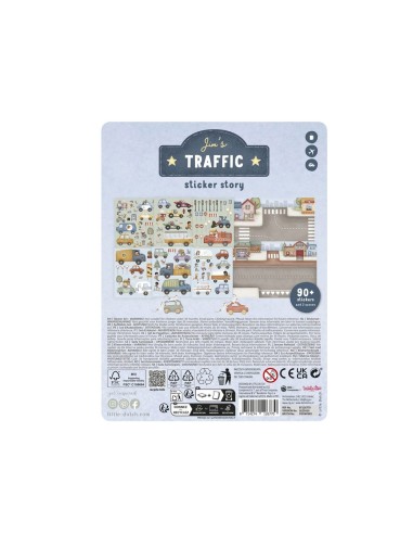 Libro de Pegatinas Reutilizables Jim y Vehículos Little Dutch