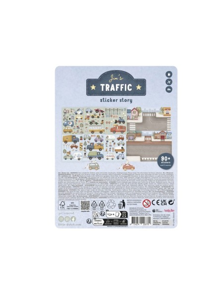 Libro de Pegatinas Reutilizables Jim y Vehículos Little Dutch