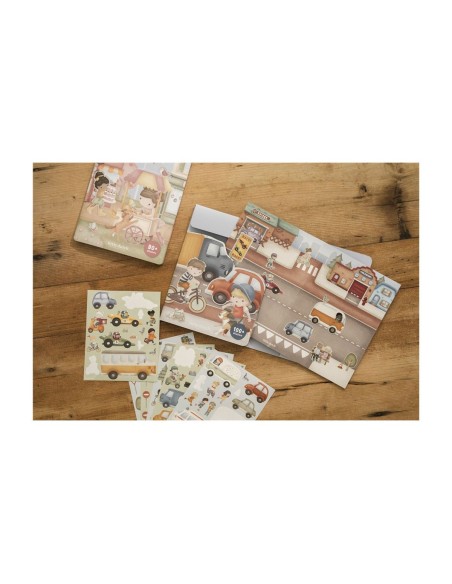 Libro de Pegatinas Reutilizables Jim y Vehículos Little Dutch