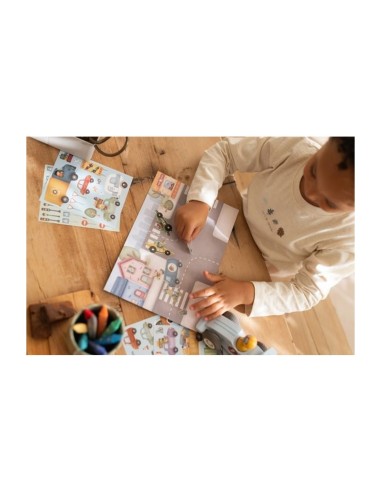 Libro de Pegatinas Reutilizables Jim y Vehículos Little Dutch