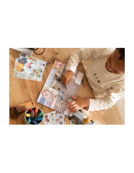 Libro de Pegatinas Reutilizables Jim y Vehículos Little Dutch