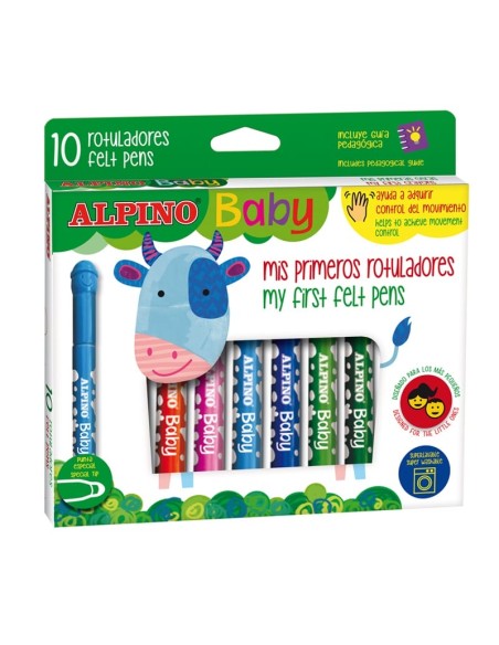 Estuche 10 Rotuladores de colores para Bebés Alpino