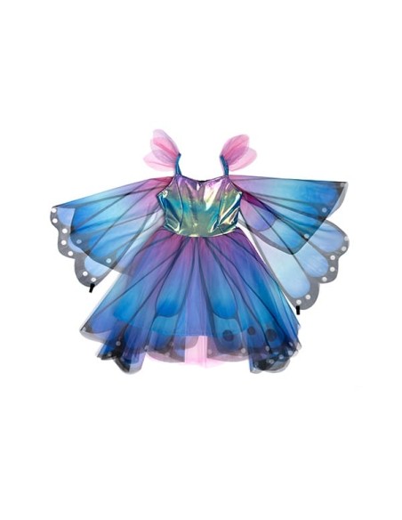 Vestido con alas y diadema de mariposa azul