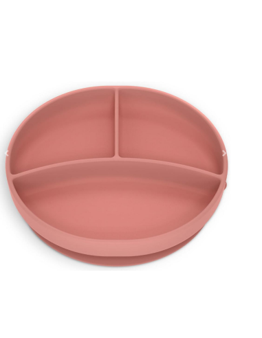Plato con divisiones y ventosa Rosado