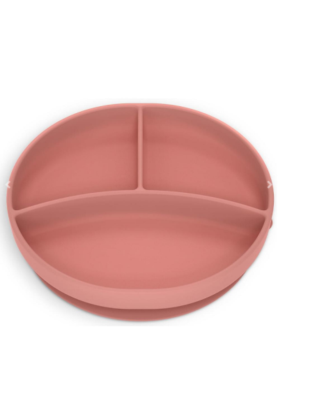 Plato con divisiones y ventosa Rosado