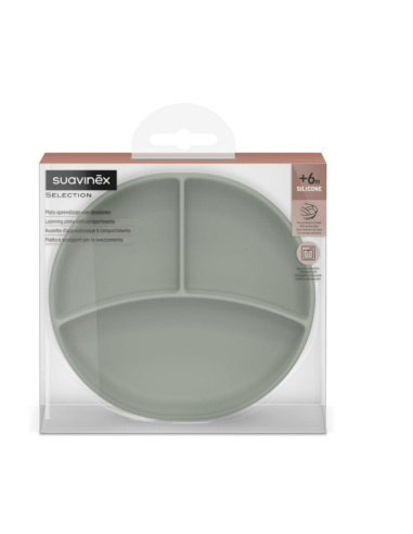 Plato con divisiones y ventosa Verde