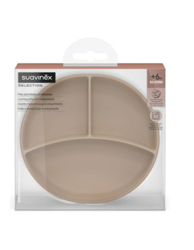 Plato con divisiones y ventosa Beige