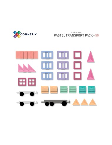 Construcción Connetix Transporte Pastel 50 Piezas