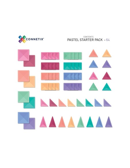 Construcción Connetix Pastel Starter 64 Piezas