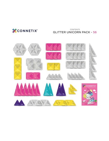 Construcción Connetix Glitter Unicorn 56 piezas