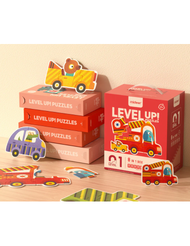Puzzles infantiles ¡Sube de nivel! 1 lado – VehículosMideer