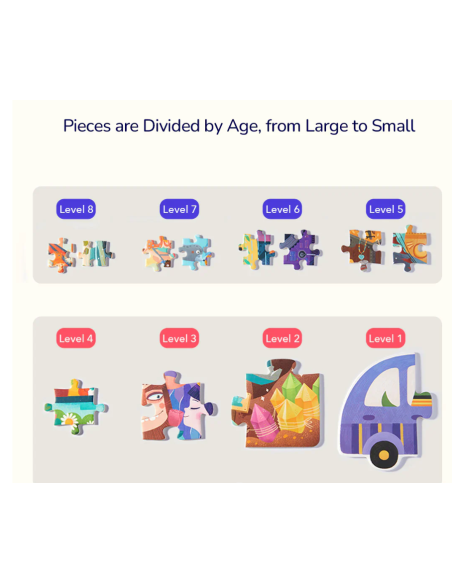 Rompecabezas infantil ¡Sube de nivel! 1 Mideer – Vehículos animales