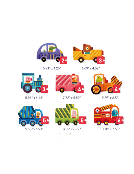 Rompecabezas infantil ¡Sube de nivel! 1 Mideer – Vehículos animales