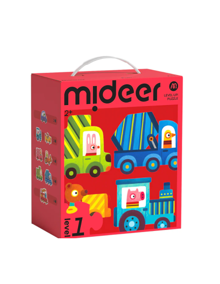 Rompecabezas infantil ¡Sube de nivel! 1 Mideer – Vehículos animales