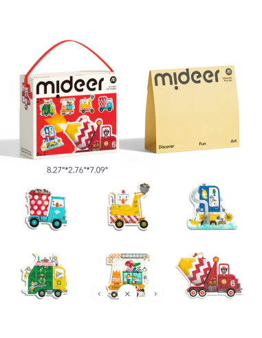 Mi primer rompecabezas 6 en 1 de Mideer: Vehículos de construcción
