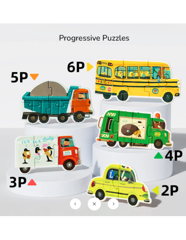 Mi primer rompecabezas 6 en 1 de Mideer – Transporte