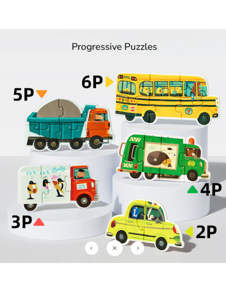 Mi primer rompecabezas 6 en 1 de Mideer – Transporte