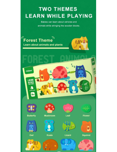 Kit de entretejido de figuras de madera Mideer – Animales del bosque