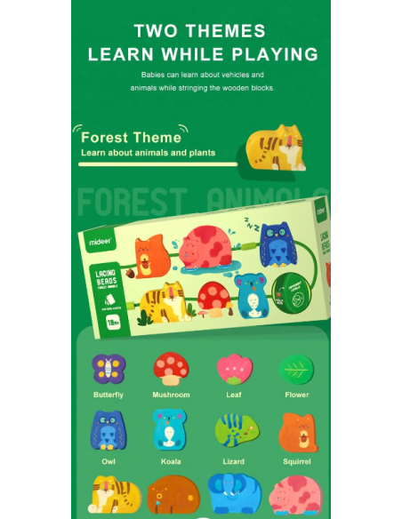 Kit de entretejido de figuras de madera Mideer – Animales del bosque