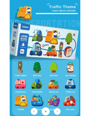 Kit de entrelazado de figuras de madera Mideer – Vehículos