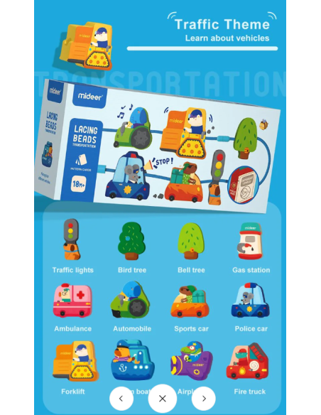 Kit de entrelazado de figuras de madera Mideer – Vehículos