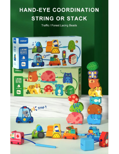 Kit de entrelazado de figuras de madera Mideer – Vehículos