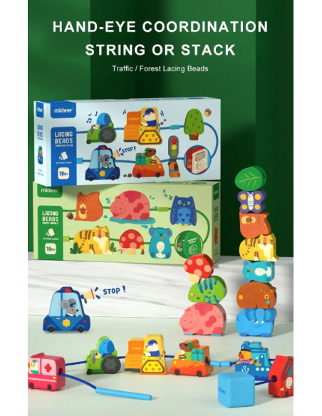 Kit de entrelazado de figuras de madera Mideer – Vehículos