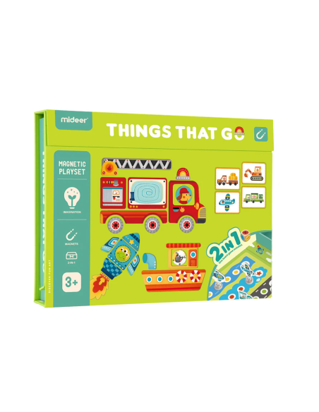 Rompecabezas magnético 2 en 1 Mideer – Vehículos