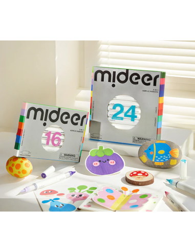 Marcadores acrílicos de doble cara 2w1 mideer – 16 colores