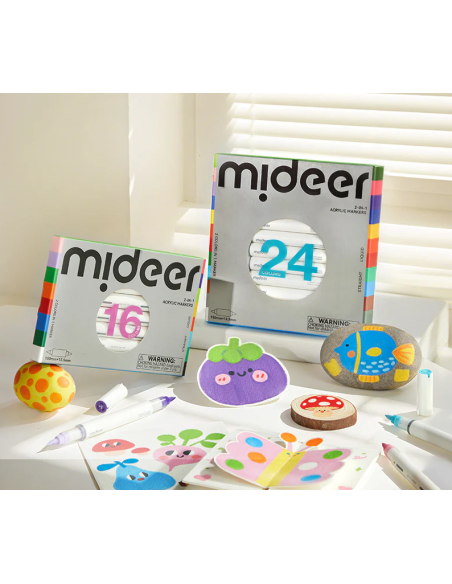 Marcadores acrílicos de doble cara 2w1 mideer – 16 colores