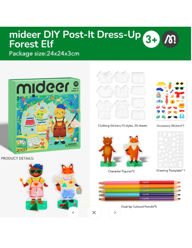 Libro para colorear y vestir 2 en 1 de Mideer: Amigos del bosque