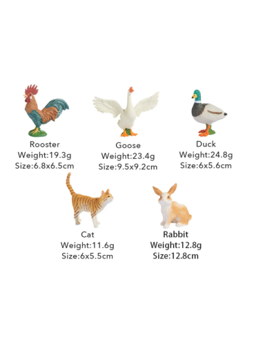 Conjunto de 11 figuras de animales de granja con caja de almacenamiento portátil Mideer