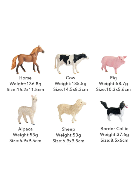 Conjunto de 11 figuras de animales de granja con caja de almacenamiento portátil Mideer