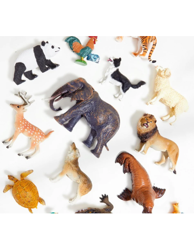 Conjunto de 11 figuras de animales de granja con caja de almacenamiento portátil Mideer