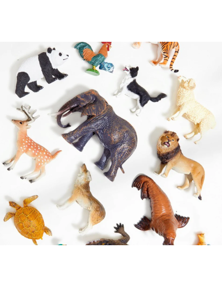 Conjunto de 11 figuras de animales de granja con caja de almacenamiento portátil Mideer