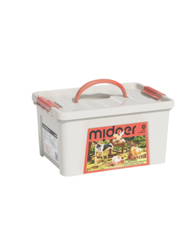 Conjunto de 11 figuras de animales de granja con caja de almacenamiento portátil Mideer