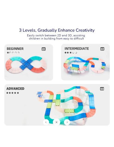 Bloques magnéticos con coches de carreras – Pista de carreras (115 piezas) Mideer