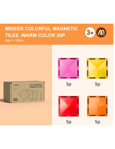 Bloques magnéticos Mideer – Gama cálida (20 uds.)