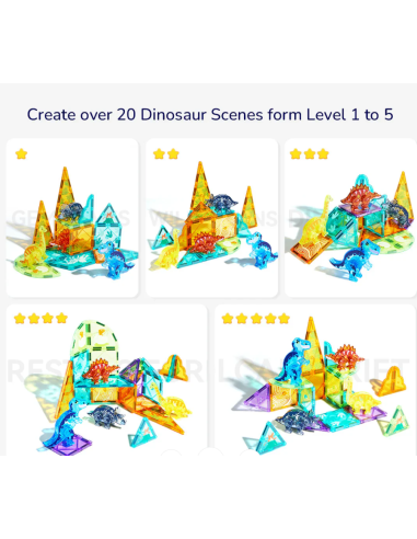 Bloques magnéticos Mideer – Dinosaurios (48 piezas)