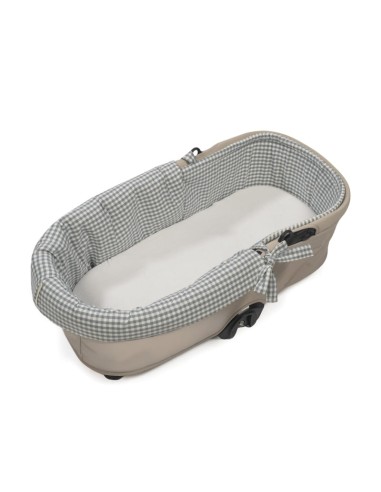 Cubre cuco dual + funda colchón Vichy/Rayas Matcha