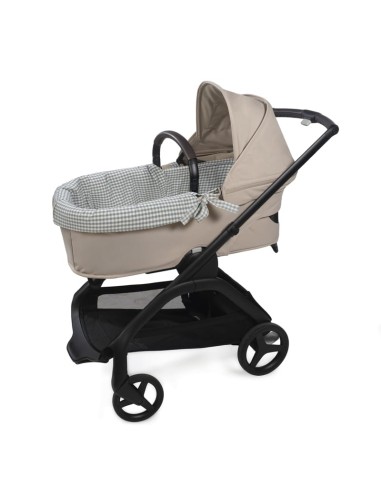 Cubre cuco dual + funda colchón Vichy/Rayas Matcha