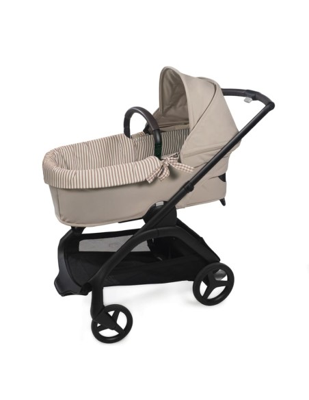 Cubre cuco dual + funda colchón Vichy/Rayas Moka