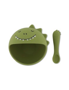 Bol con Ventosa y Cuchara de Silicona Mr. Dino