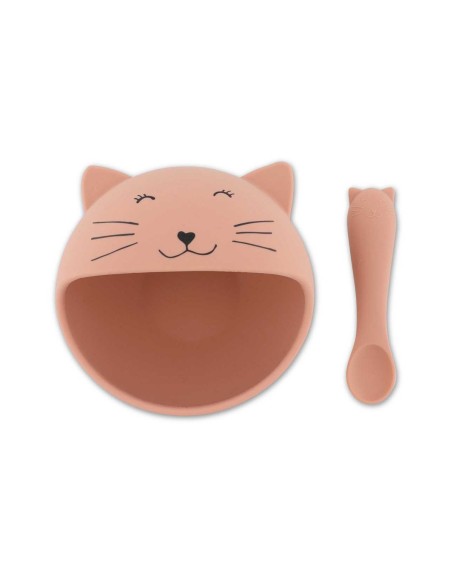 Bol con Ventosa y Cuchara de Silicona Mrs. Cat