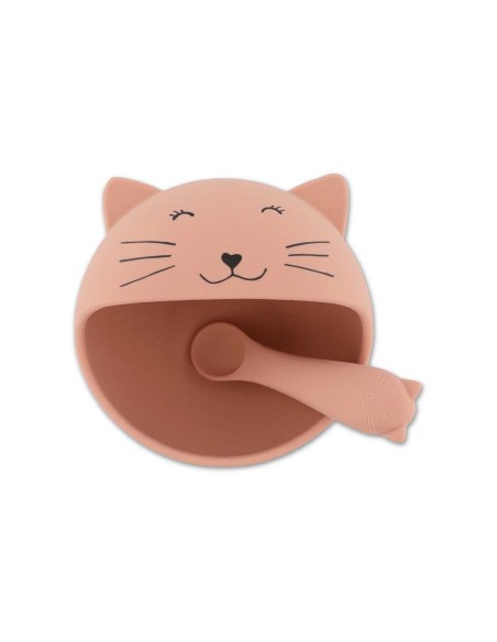 Bol con Ventosa y Cuchara de Silicona Mrs. Cat