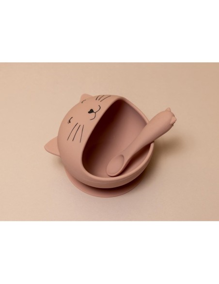 Bol con Ventosa y Cuchara de Silicona Mrs. Cat