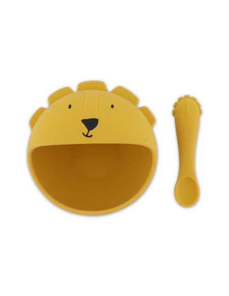 Bol con Ventosa y Cuchara de Silicona Mr. Lion