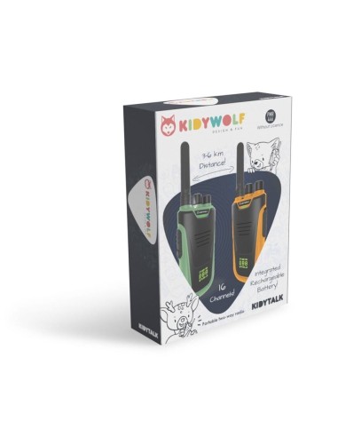 Walkie Talkies recargables Kidytalk verde y naranja - Juegaconmigo