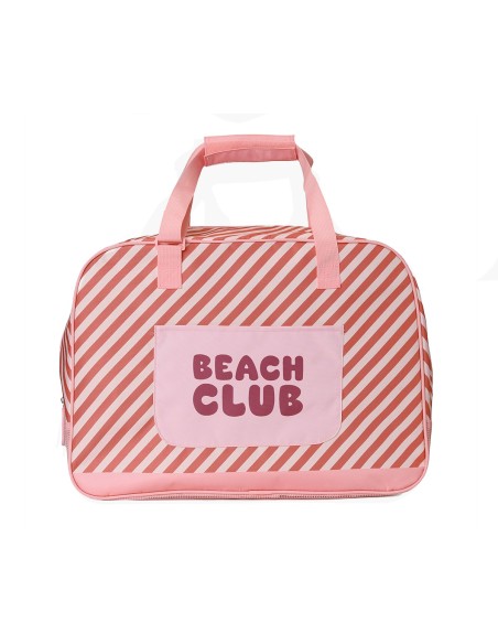 Bolso de Playa con Rejilla Stripes Bloom & Blush Personalizable